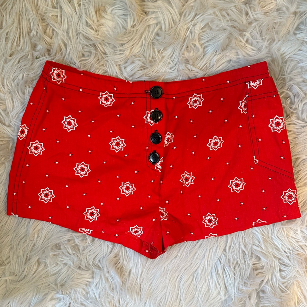 Vintage Red Bandana Shorts